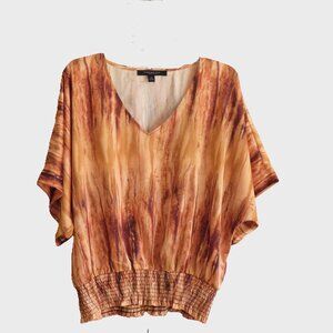 MARC NEW YORK Orange/Gold/Black Elastic Waist Blouse